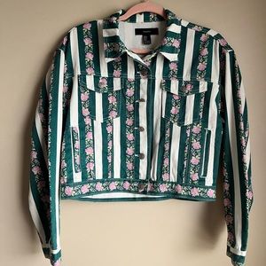 Denim Floral Striped Jacket